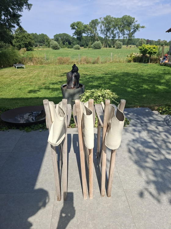 Set of 6 Gloster Garden Chairs – Teak & Stainless Steel – rvs, Wood (photo 5 of 6)