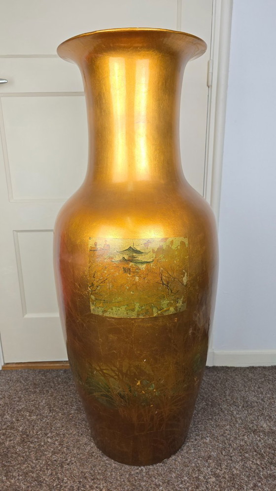 Image 1 of Grande vaso cinese dorato, porcellana cinese