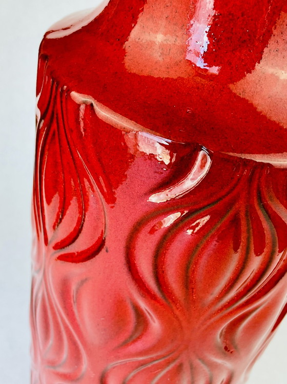 Image 1 of Scheurich Keramik 485-45 Amsterdam Onion vase, West Germany, 1970s, high-gloss red, exceptional condition, 46.5 cm