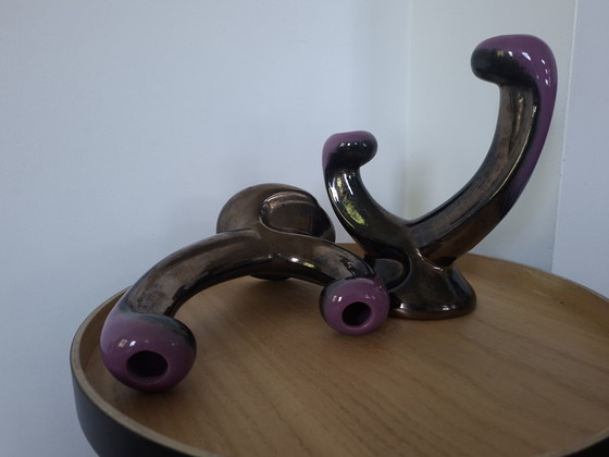 Image 1 of Paartje Vintage Ceramidi Vallauris Kandelaars – Jaren '50
