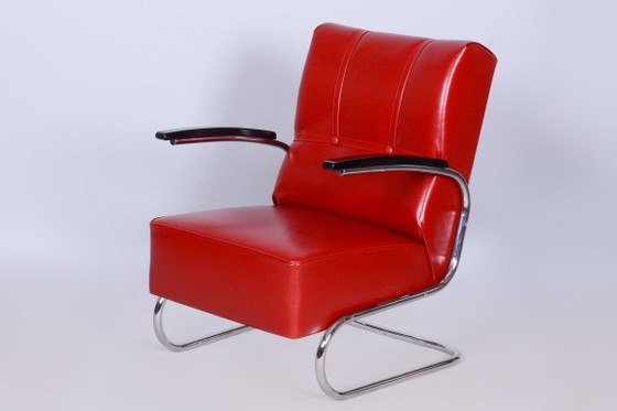 Ensemble de deux fauteuils Bauhaus restaurés, par Vichr a Spol., chromés, Allemagne, années 1930 – Wood (photo 7 of 10)
