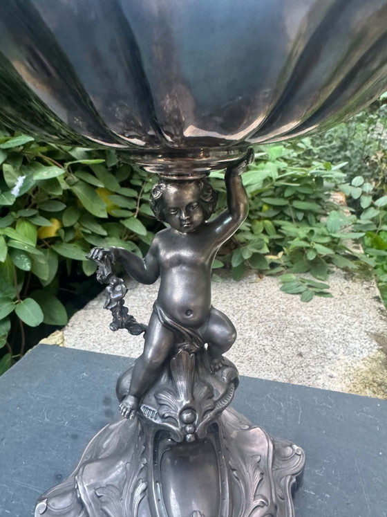Tazza centrotavola argentata Art Nouveau, Oggetti decorativi, Metallo, Argentato (foto 6 di 10)