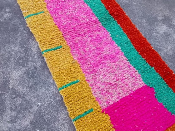Image 1 of Alfombra de pasillo artesanal, de lana pura, hecha a mano según la tradición, tamaño 75/300 cm.