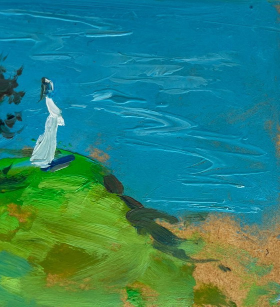 Image 1 of Original Oil Painting Summer River Landscape Fresh summer wind