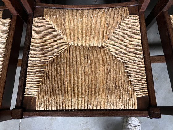 Image 1 of 6 Stühle Binsen Wenge Brutalist Mid Century