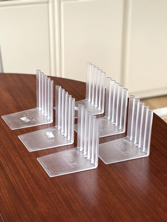 Image 1 of 6x vintage IKEA Bokis bookends – zigzag design – designed by Hagberg & Hagberg in the 1990s