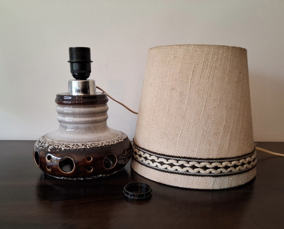 Image 1 of Herda Fat lava keramische tafellamp met originele kap 