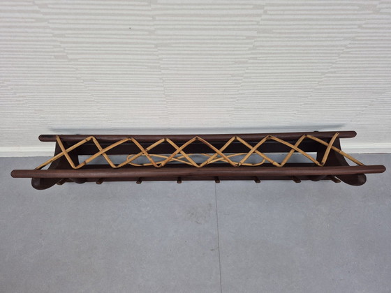 Vintage Electrimeufa? Teak/rattan Coat rack 50s, 60s., Wood, Brown (photo 6 of 10)