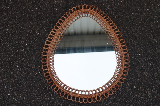 Image 1 of Grande specchio in rattan di Franco Albini, Italia, 1960
