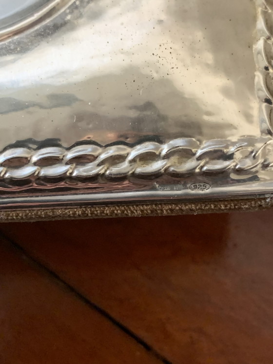 Raro Termometro da tavolo/scrivania Paterna & Livi, placca argento 925 (★ FI 336), decoro ancora marina, (photo 9 of 12)