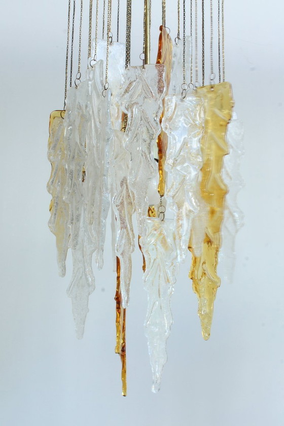 Image 1 of Vintage tweekleurige Murano glazen plafondlamp van Carlo Nason voor Mazzega, jaren 70