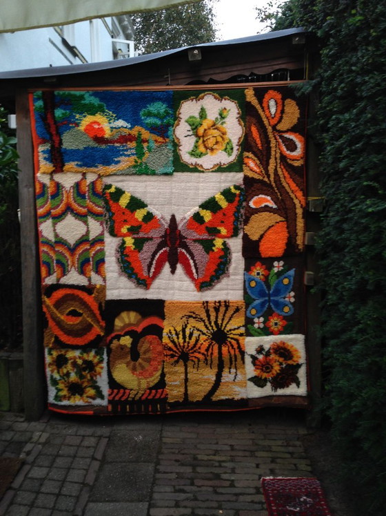 Tapisserie murale vintage Smyrna Butterfly, ornée de broderies. – Décorations murales, Textile, Wool (photo 4 of 5)