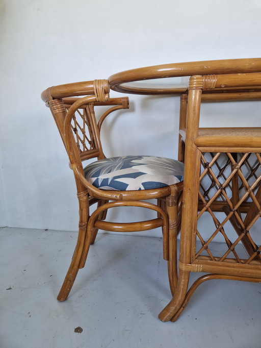 Vintage Rattan & Bamboo Bistro Set