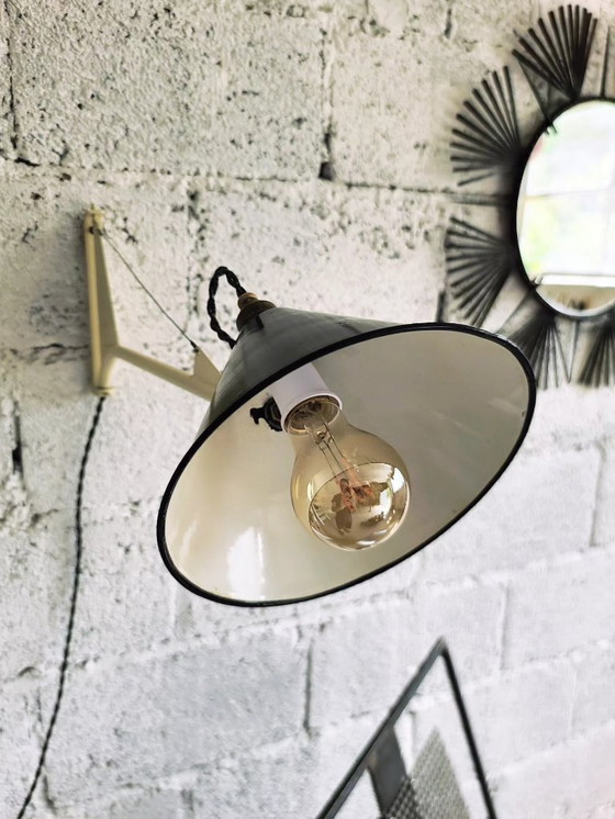 Image 1 of lampada da parete mini-Jib - stile Jean Prouvé - ispirazione nautica