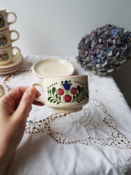 Image 1 of Vintage aardewerk 5 persoons koffie servies