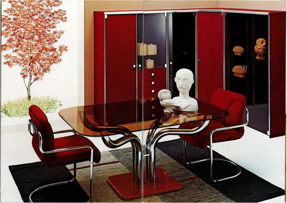 Guido Faleschini Astro Armoires en Verre Fumé et Daim pour i4 Mariani 1979 – Glass, Leather (photo 2 of 20)