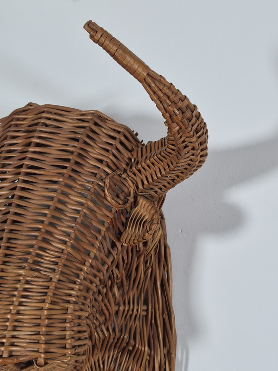Busto Testa di Toro in Rattan Vintage Mid Century da Parete – Oggetti decorativi, Vimini (photo 9 of 13)