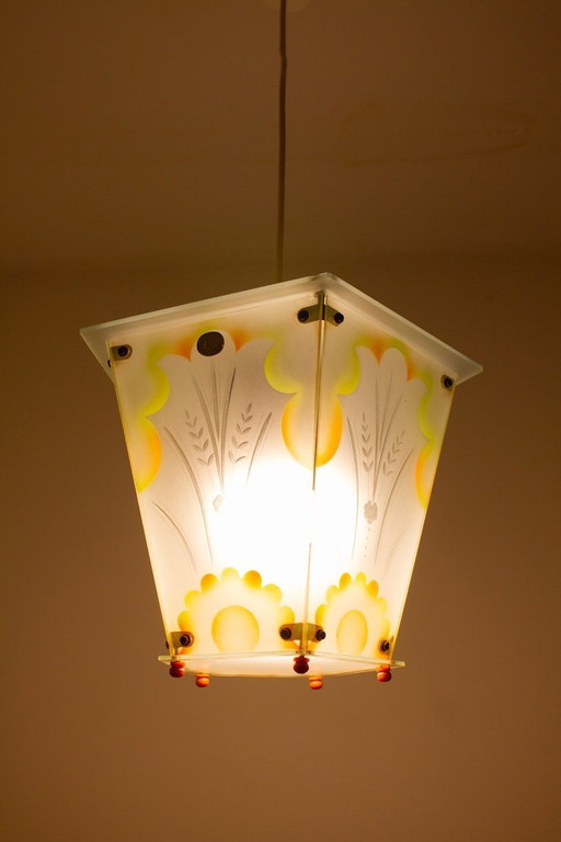 Lampe suspendue Art Déco Malecor Leuchten RDA des années 50/60