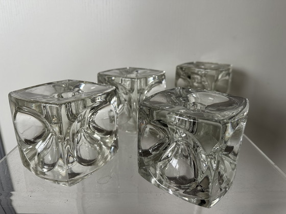 Image 1 of Vintage Rudolf Jurnikl Kerzenständer Eiswürfel Glas Design Kerzenständer