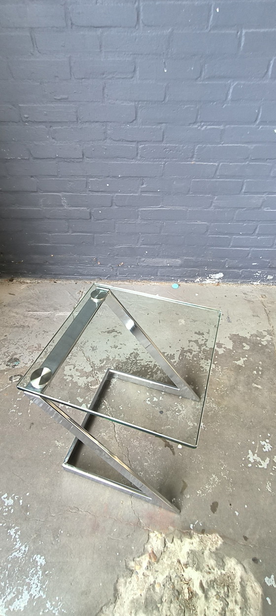 Image 1 of Tavolino postmoderno Gebra in vetro cromato