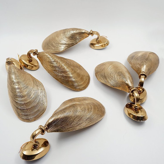 Image 1 of Coppia di applique in bronzo a forma di conchiglia di Maison Jansen - anni '70 (disponibili 2 paia)