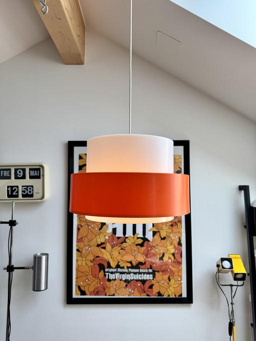 Uno & Östen Kristiansson for Luxus Vintage Pendant Light 'Cylindus' Sweden 1970s | Mid Century Modern Ceiling Lamp