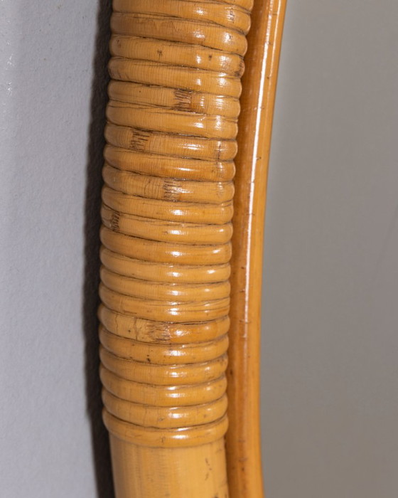 Vintage 1960s Italian Design Oval Bamboo Wall Mirror (photo 10 of 10)