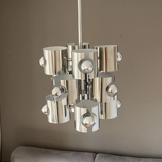 Image 1 of Vintage kroonluchter van Sciolari. 1970. Ruimtevaarttijdperk.