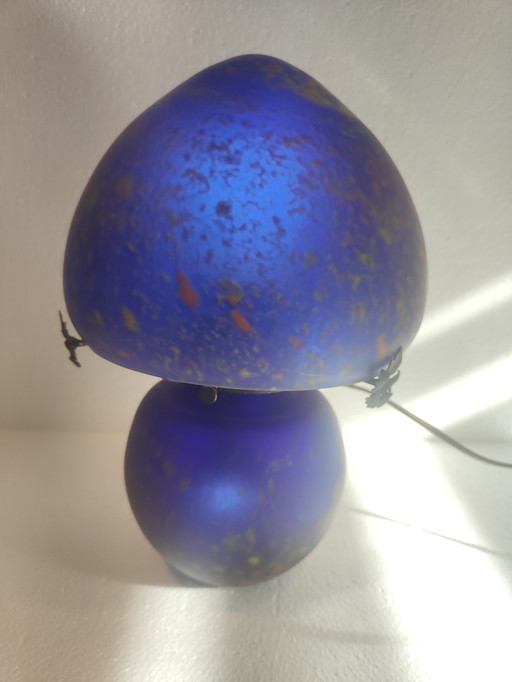 Craft mushroom glass paste lamp blue full glass
