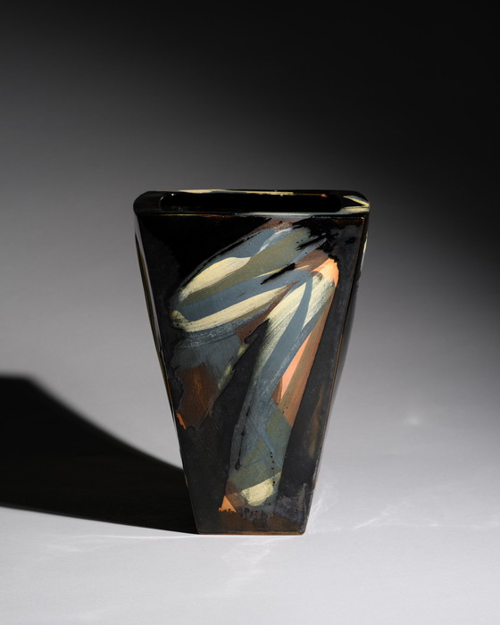 Image 1 of Studiokeramik Vase “Albert ’91” Expressive Hand-Painted Postmodern Art Pottery