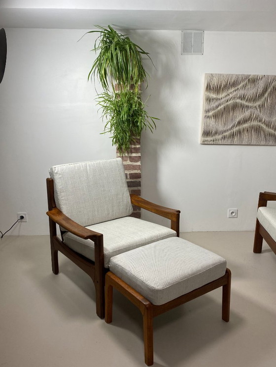 Image 1 of Poltrona e pouf in teak danese – anni '60