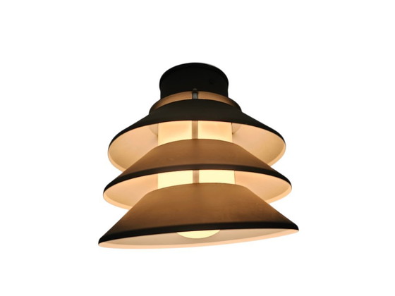 Lampada da tavolo nera con paralume a strati, Lampade da tavolo, Metallo, Nero, Modern (foto 7 di 9)