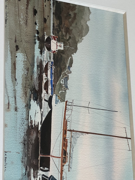 Hermosa acuarela original del renombrado artista marino francés Claude Le Boulzec. – Pinturas y dibujos (photo 6 of 12)