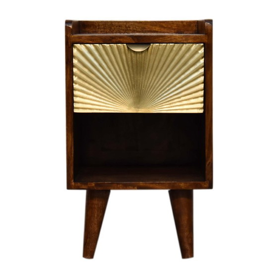 Image 1 of Hotel Chic Nightstand – Mini Manila Gold Bedside Table
