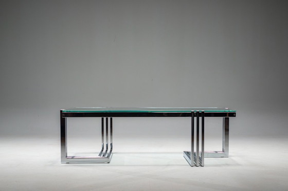 Image 1 of Vintage salontafel in chroom en glas, jaren 1960