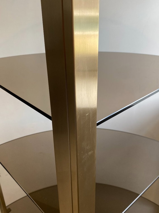 Vintage modulaire hoekwandkast uit de jaren 70 met glazen en gouden metalen frame. – Boekenkasten, Glass (photo 12 of 20)