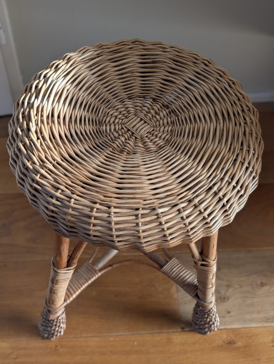 Tabouret vintage en rotin – Bois (photo 7 of 7)