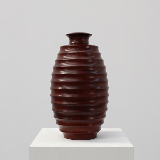 Grote Franse gedraaide houten vaas in Art Deco stijl, ca. 1925