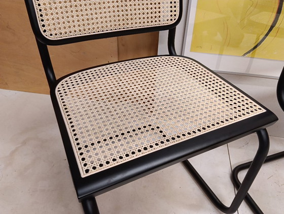 Image 1 of ALIVARMVSEVM 104. SET of 2 CESCA B32 Chairs (NEW) in Black Frame Limited Edition 