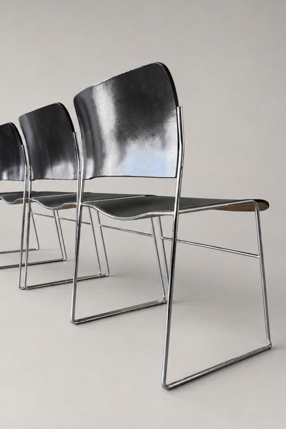 Image 1 of 5x Howe 40/4 stoelen – David Rowlan, Donker Bruin, Hout