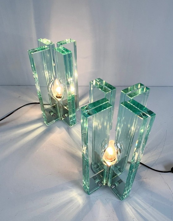 Image 1 of Set van 2 tafellampen/glasobjecten van Giorgio Reggiori voor Gallotti & Radice, jaren 1960, Italië