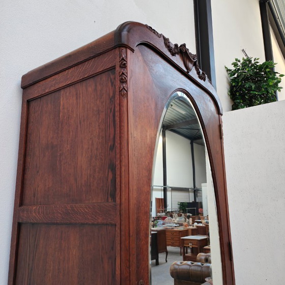 Image 1 of Antieke Vintage kledingkast garderobekast spiegelkast demontabel