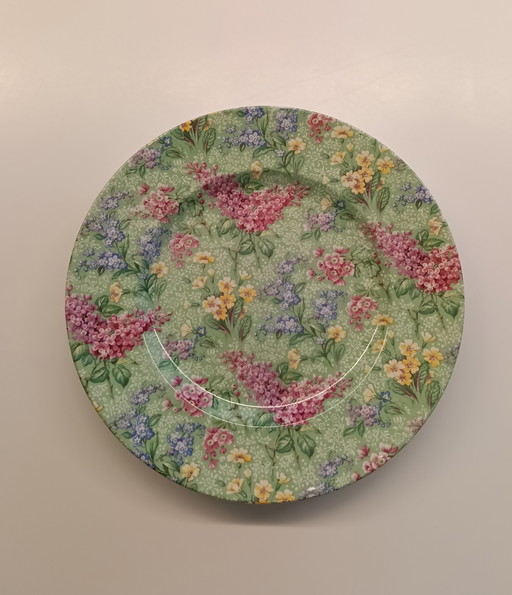 Prachtige Set (7st) Empire England "Lilac Time" Chintz Dessertbordjes (1947)