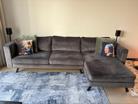 Modernes Sofa Grau Samt – 3-5 Sitzer Sofas, Metall (photo 5 of 5)