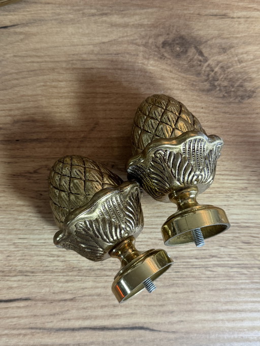 Een paar bronzen dennenappels