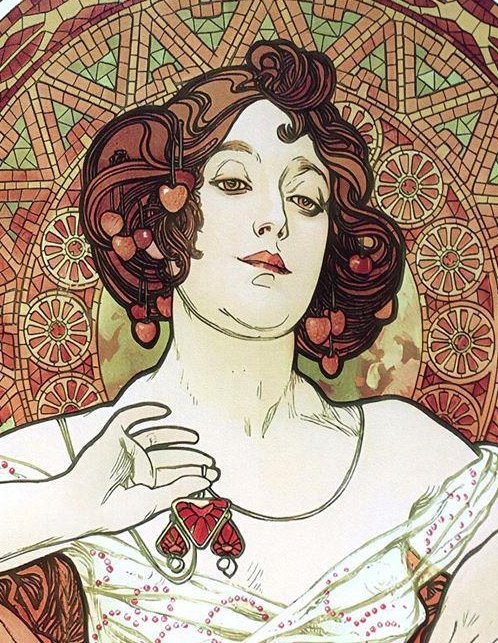 Image 1 of Alphonse Mucha: The Precious Stones Ruby Metal Decorative Poster Sign