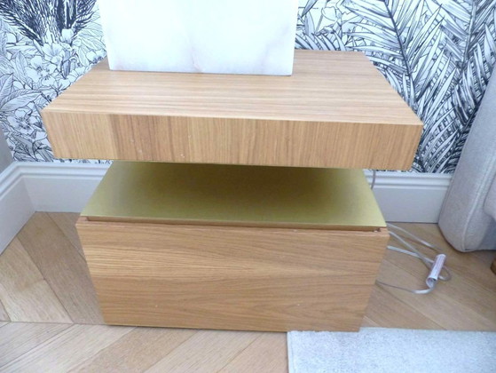 Image 1 of Pair of "Hook Side Table W/Drawer" bedside tables, designed by HMD Interiors