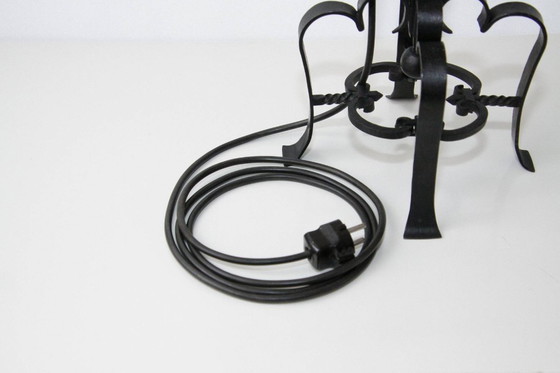 Image 1 of Lampe Beistelllampe Eisen Kunstleder 73cm Vintage