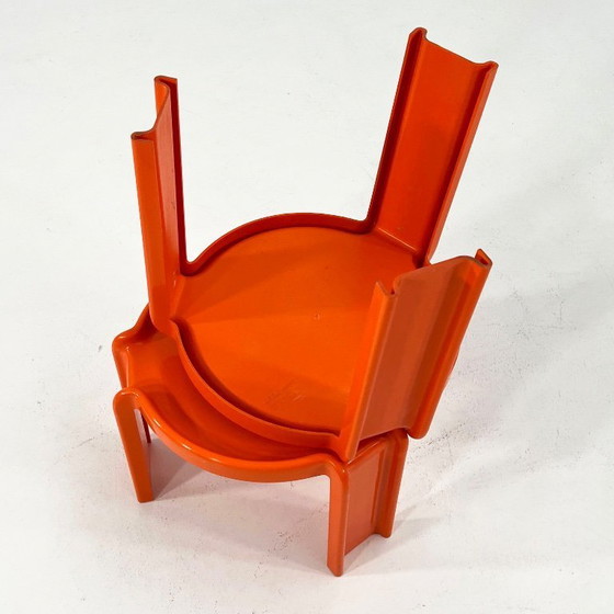 Image 1 of Paar orangefarbene Satztische von Giotto Stoppino für Kartell, 1970er Jahre