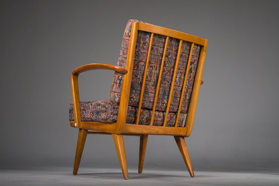 Image 1 of Poltrone vintage in ciliegio e lana di Knoll Antimott, anni '50-'60, set di 2